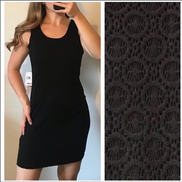 NWT NEW KENSIE Black Stretchy Knit Lace Overlay Dress Size Small Cocktail Date - Picture 1 of 7